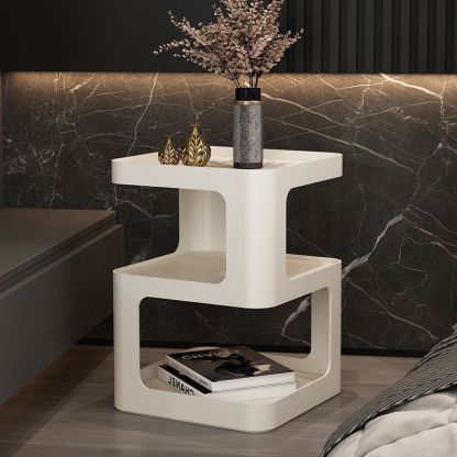 Scandinavian Rounded Iron 3-Tier End Table