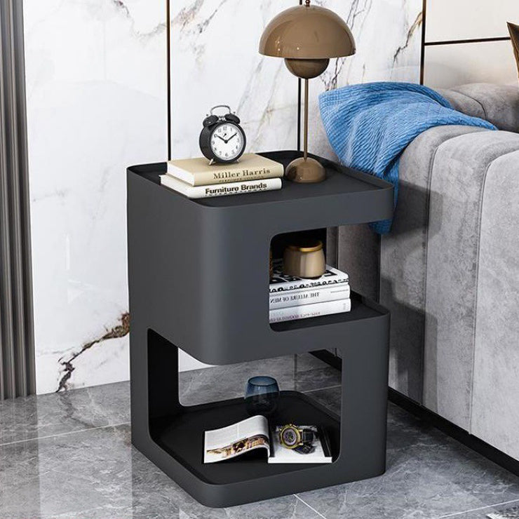 Scandinavian Rounded Iron 3-Tier End Table — White