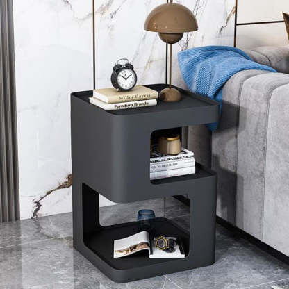 Scandinavian Rounded Iron 3-Tier End Table — White