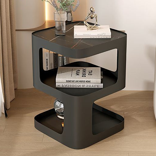 Scandinavian Rounded Iron 3-Tier End Table