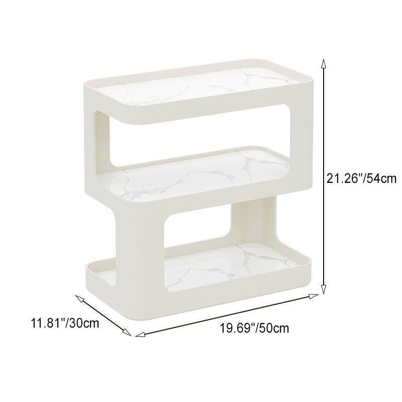 Scandinavian Rock End Table 3-Tier — With Wheels / White