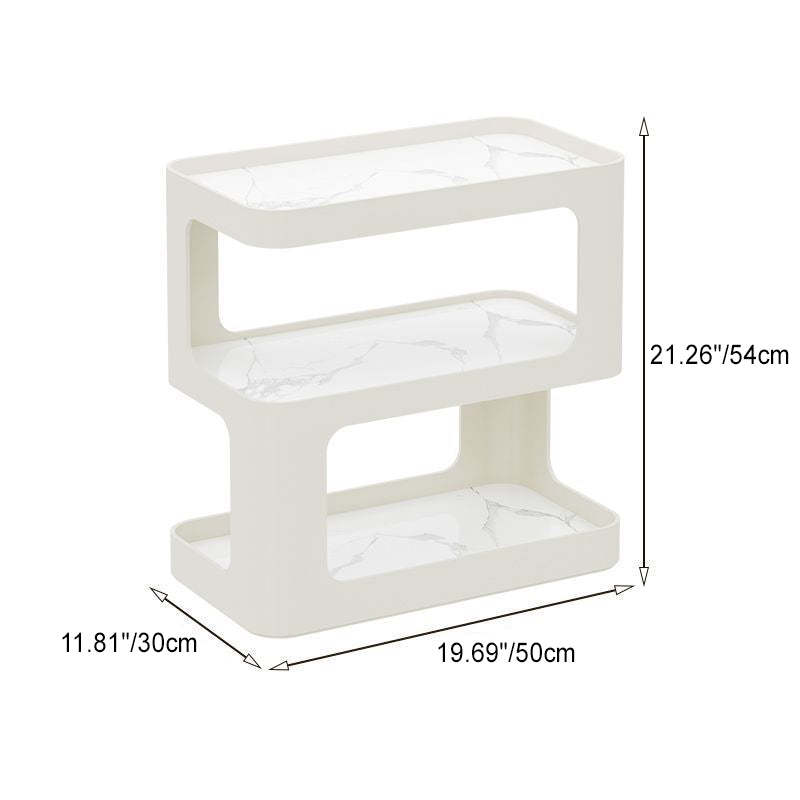 Scandinavian Rock End Table 3-Tier — With Wheels / White