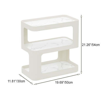 Scandinavian Rock End Table 3-Tier — With Wheels / White