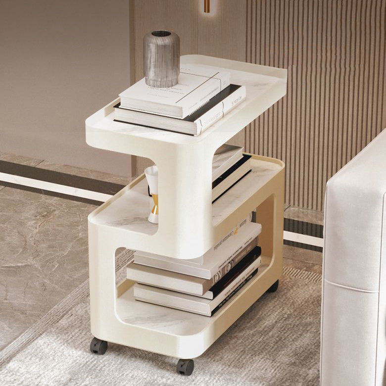 Scandinavian Rock End Table 3-Tier — With Wheels / Black