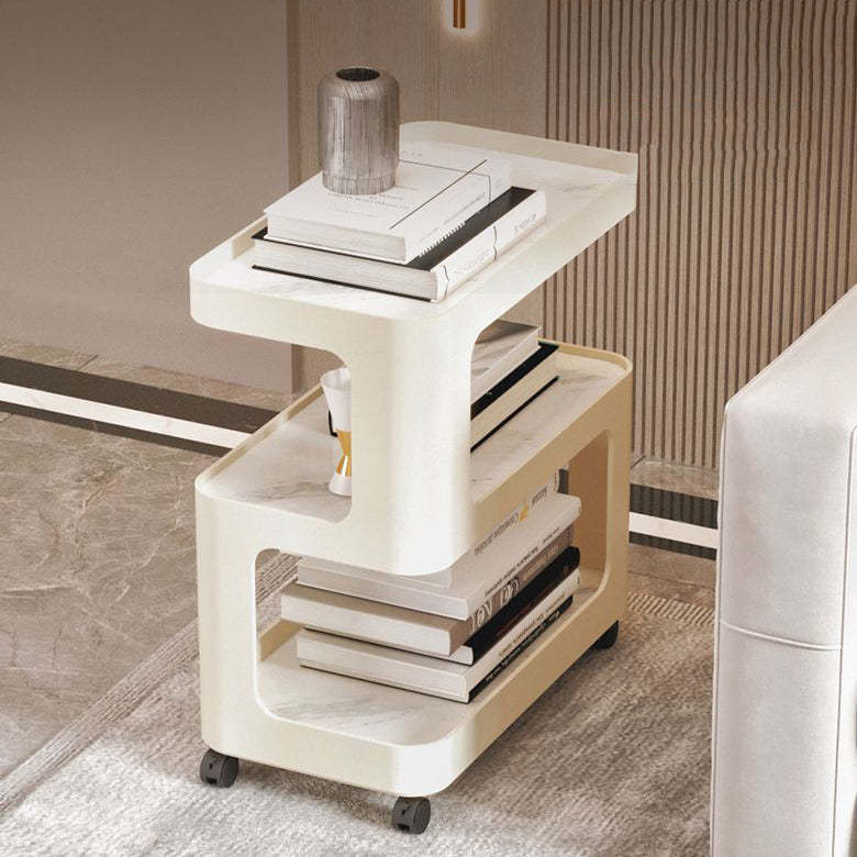 Scandinavian Rock End Table 3-Tier — With Wheels / Black