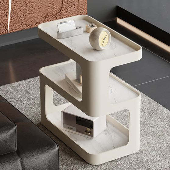 Scandinavian Rock End Table 3-Tier — Without Wheels / Black