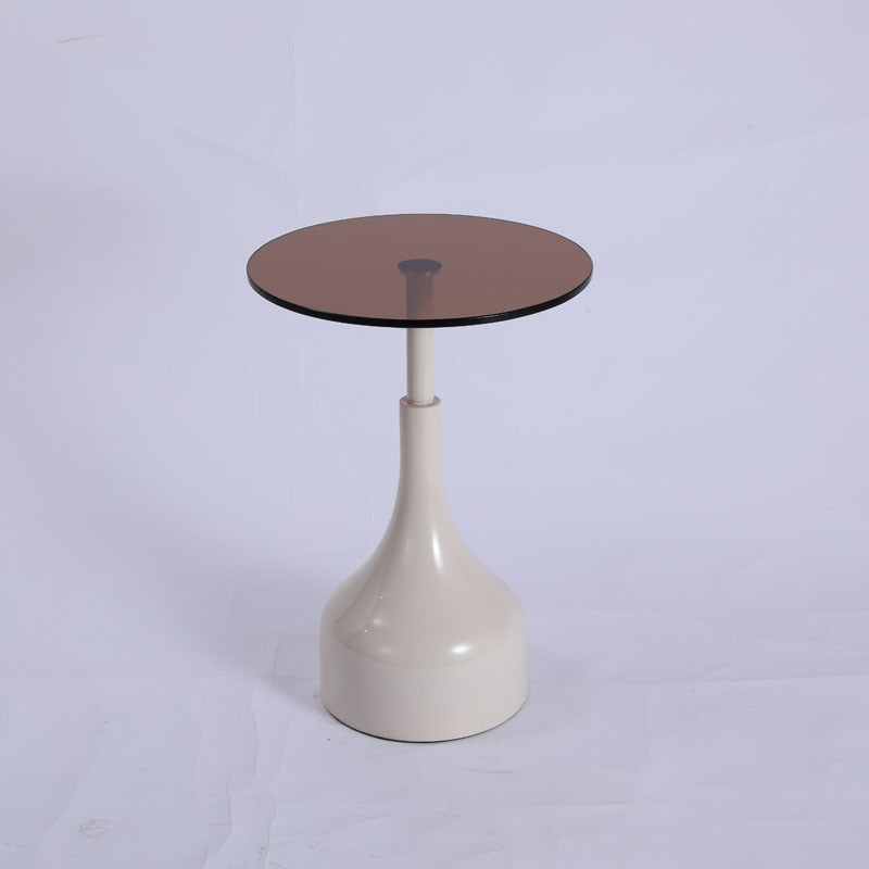 Minimalist Cylinder Tempered Glass End Table — White