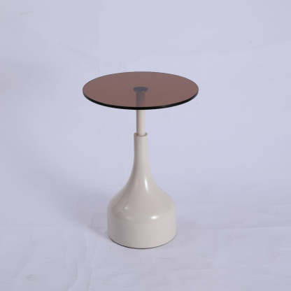 Minimalist Cylinder Tempered Glass End Table — White