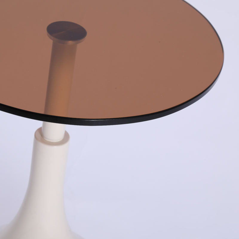 Minimalist Cylinder Tempered Glass End Table