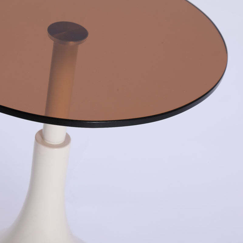 Minimalist Cylinder Tempered Glass End Table