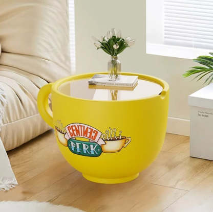 Contemporary Coffee Cup Tempered Glass End Table 1-Tier