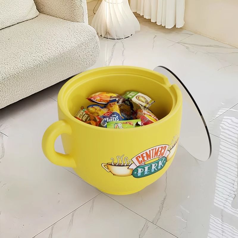 Contemporary Coffee Cup Tempered Glass End Table 1-Tier