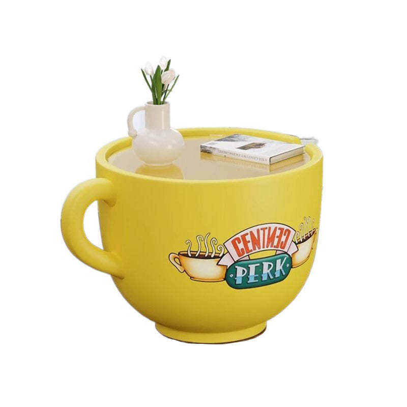 Contemporary Coffee Cup Tempered Glass End Table 1-Tier