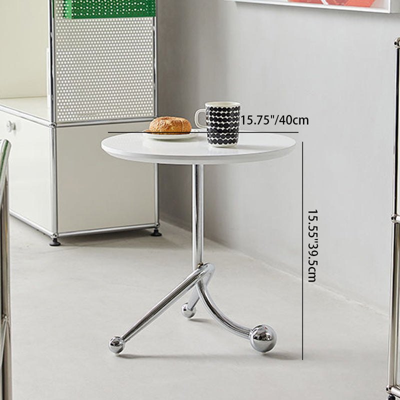 Chinese Orb Stainless Steel End Table — White