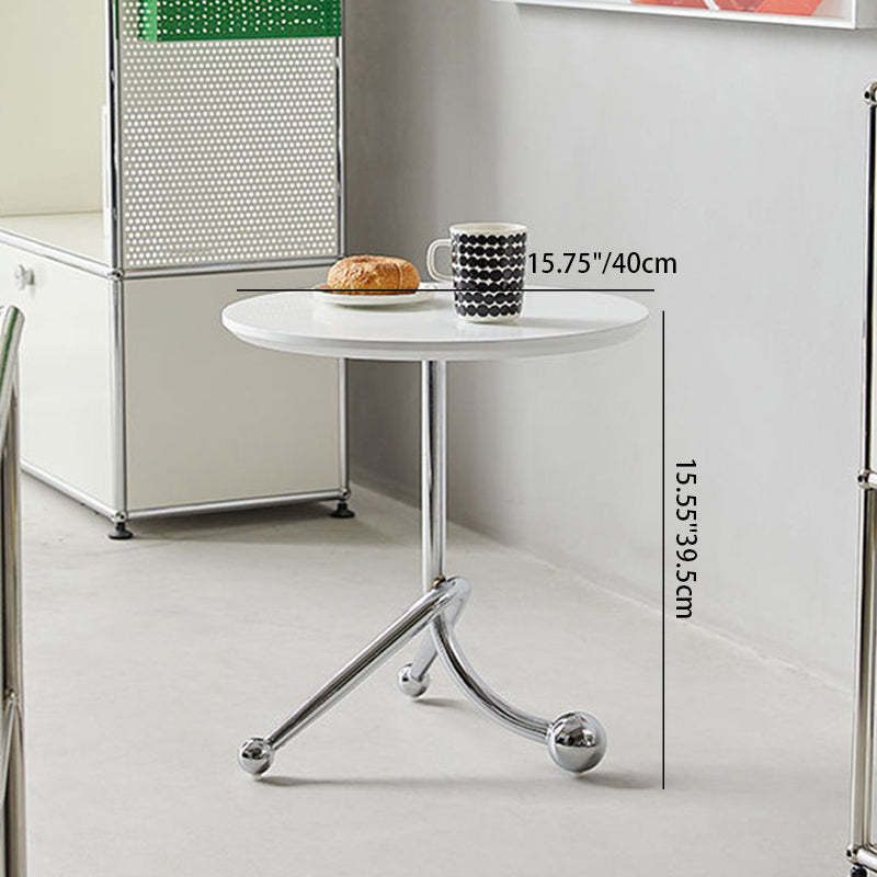 Chinese Orb Stainless Steel End Table — White