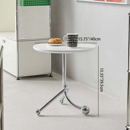 Chinese Orb Stainless Steel End Table — White