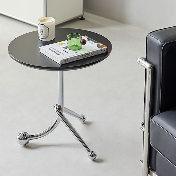 Chinese Orb Stainless Steel End Table — White