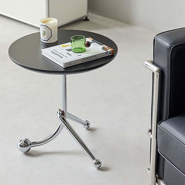 Chinese Orb Stainless Steel End Table — White