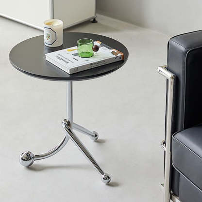 Chinese Orb Stainless Steel End Table — White