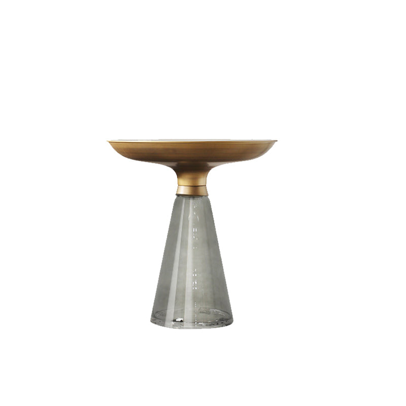 Scandinavian Tempered Glass Copper Cone End Table 1-Tier