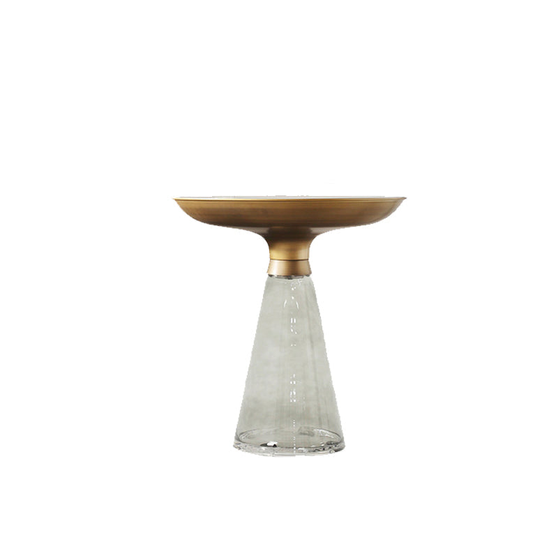 Scandinavian Tempered Glass Copper Cone End Table 1-Tier