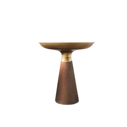 Scandinavian Tempered Glass Copper Cone End Table 1-Tier