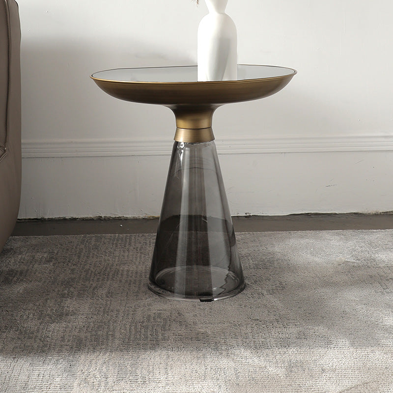 Scandinavian Tempered Glass Copper Cone End Table 1-Tier