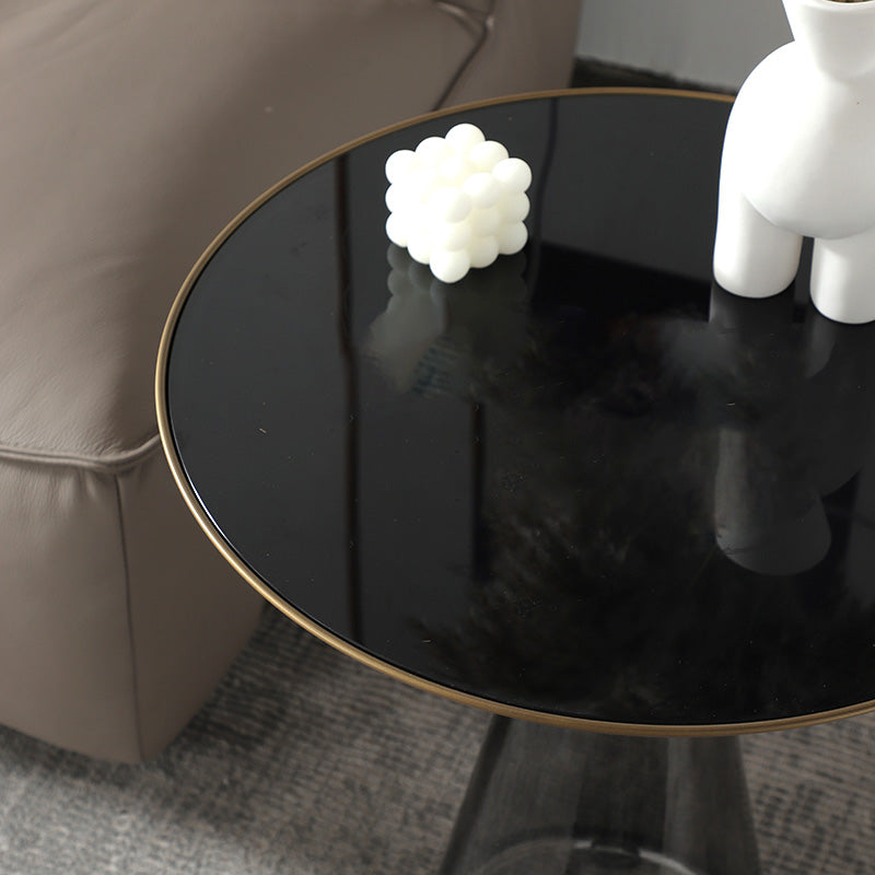 Scandinavian Tempered Glass Copper Cone End Table 1-Tier