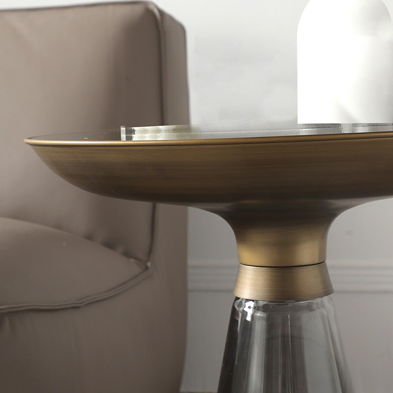 Scandinavian Tempered Glass Copper Cone End Table 1-Tier