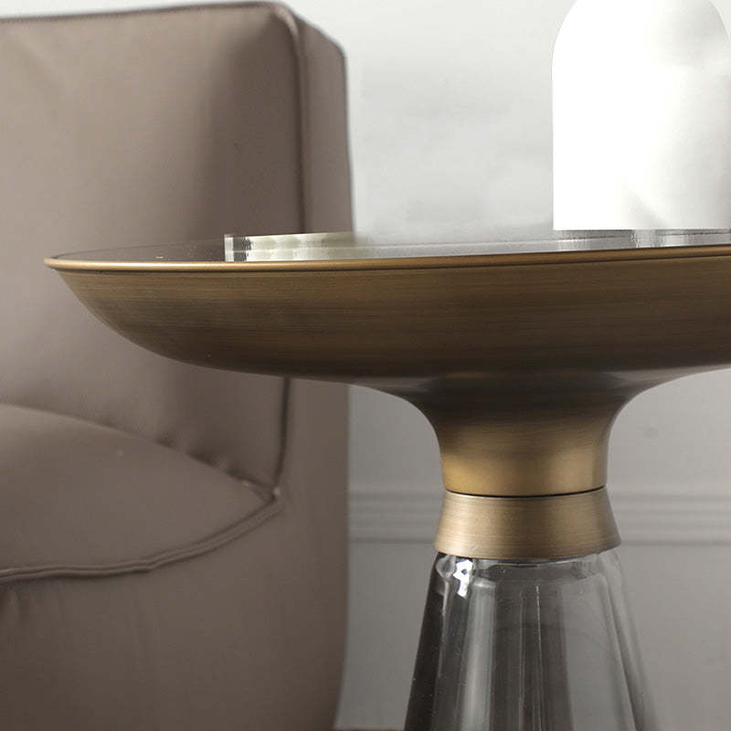 Scandinavian Tempered Glass Copper Cone End Table 1-Tier