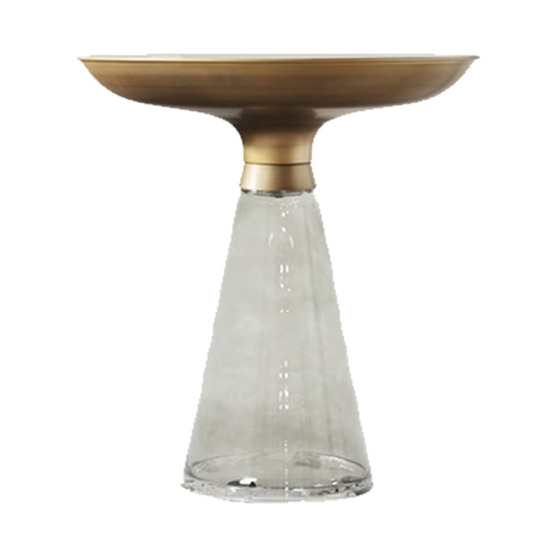Scandinavian Tempered Glass Copper Cone End Table 1-Tier