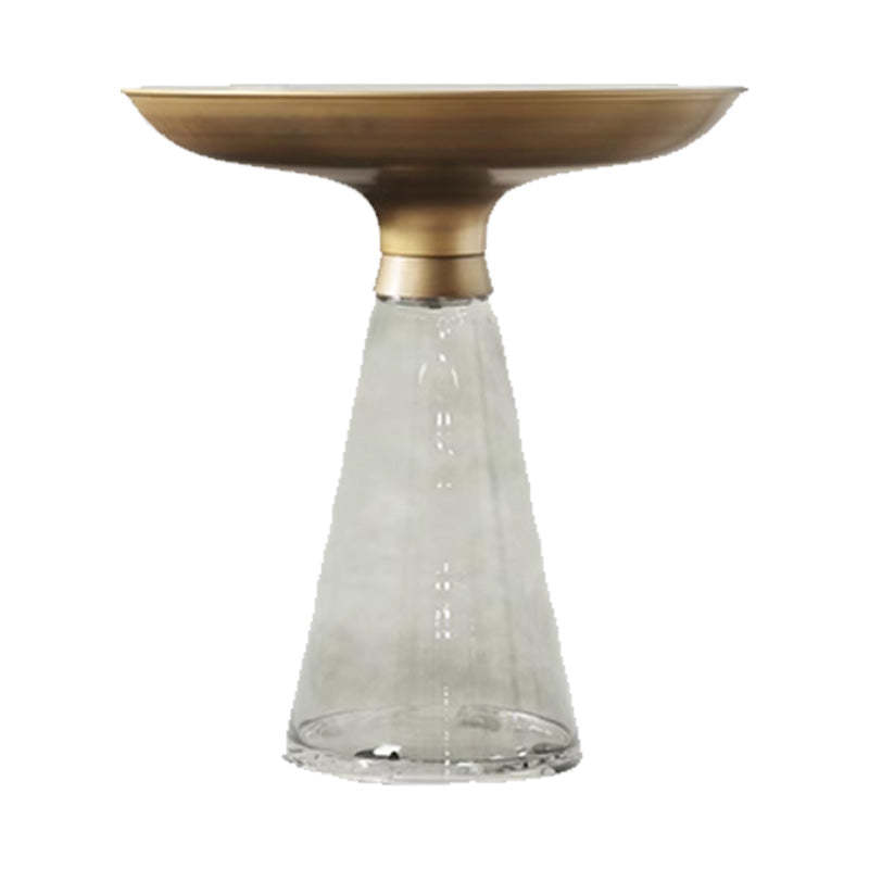 Scandinavian Tempered Glass Copper Cone End Table 1-Tier