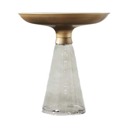 Scandinavian Tempered Glass Copper Cone End Table 1-Tier