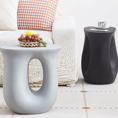 Art Deco Dopamine U-Shape Plastic End Table — Pink