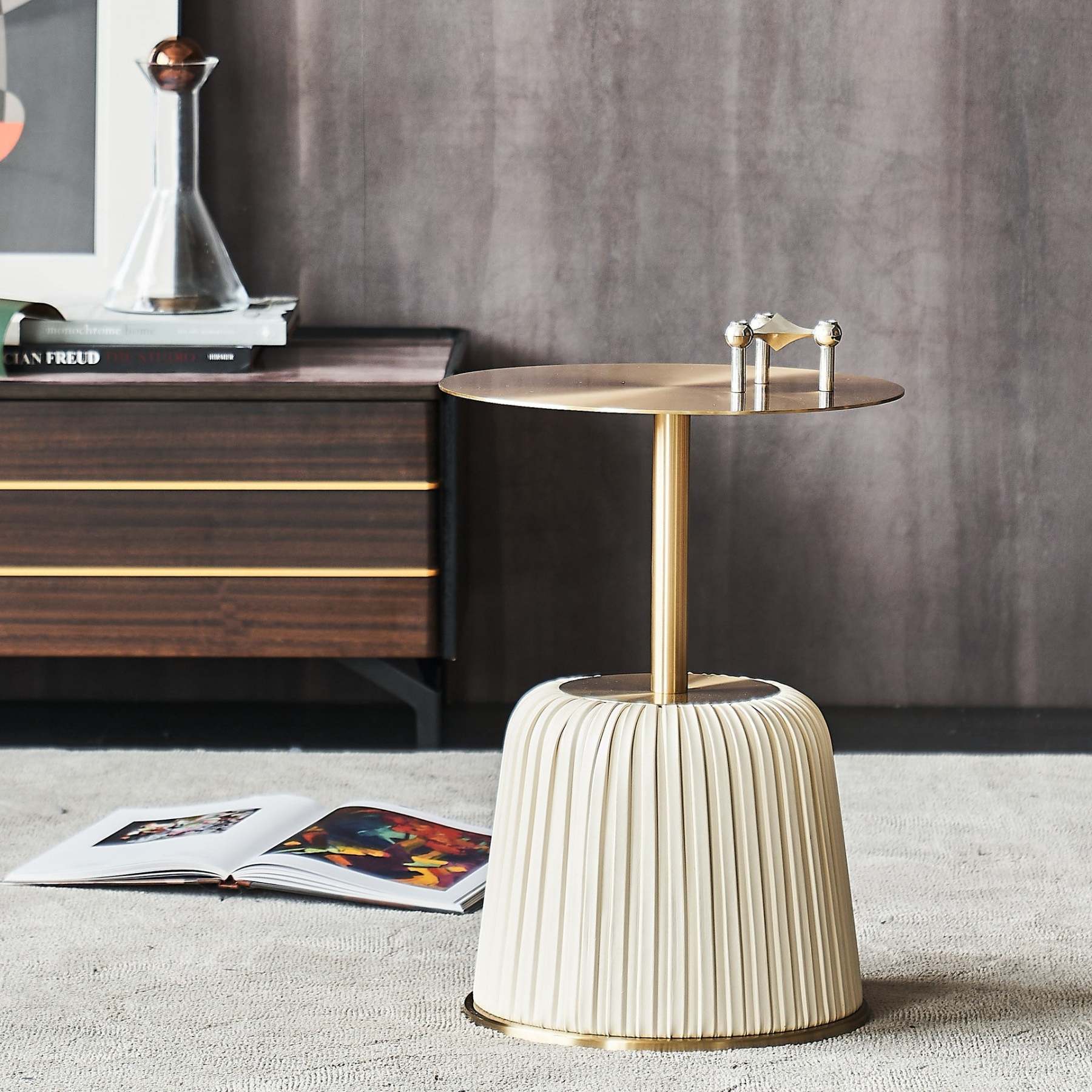 Modern Luxury Stainless Steel Column End Table