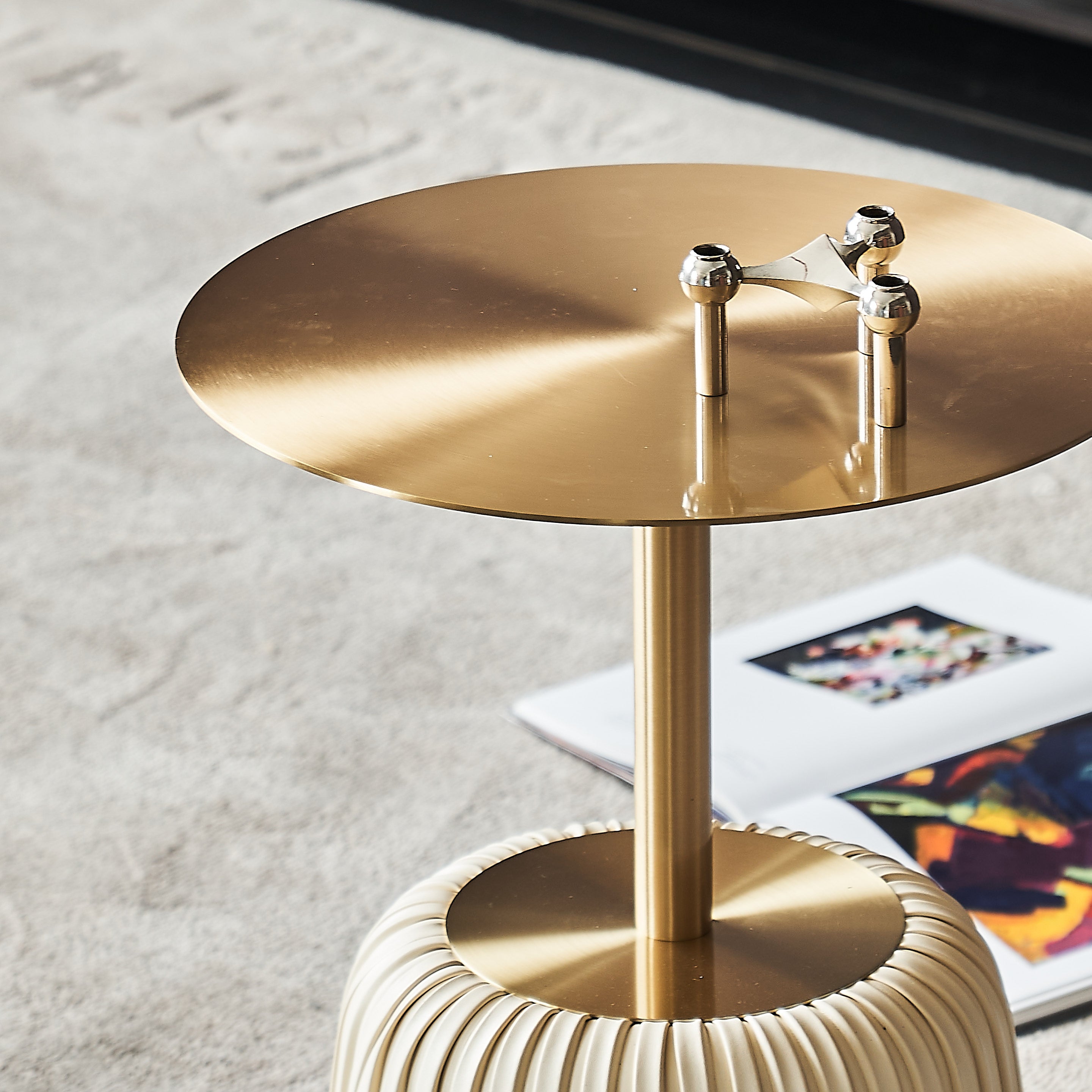Modern Luxury Stainless Steel Column End Table