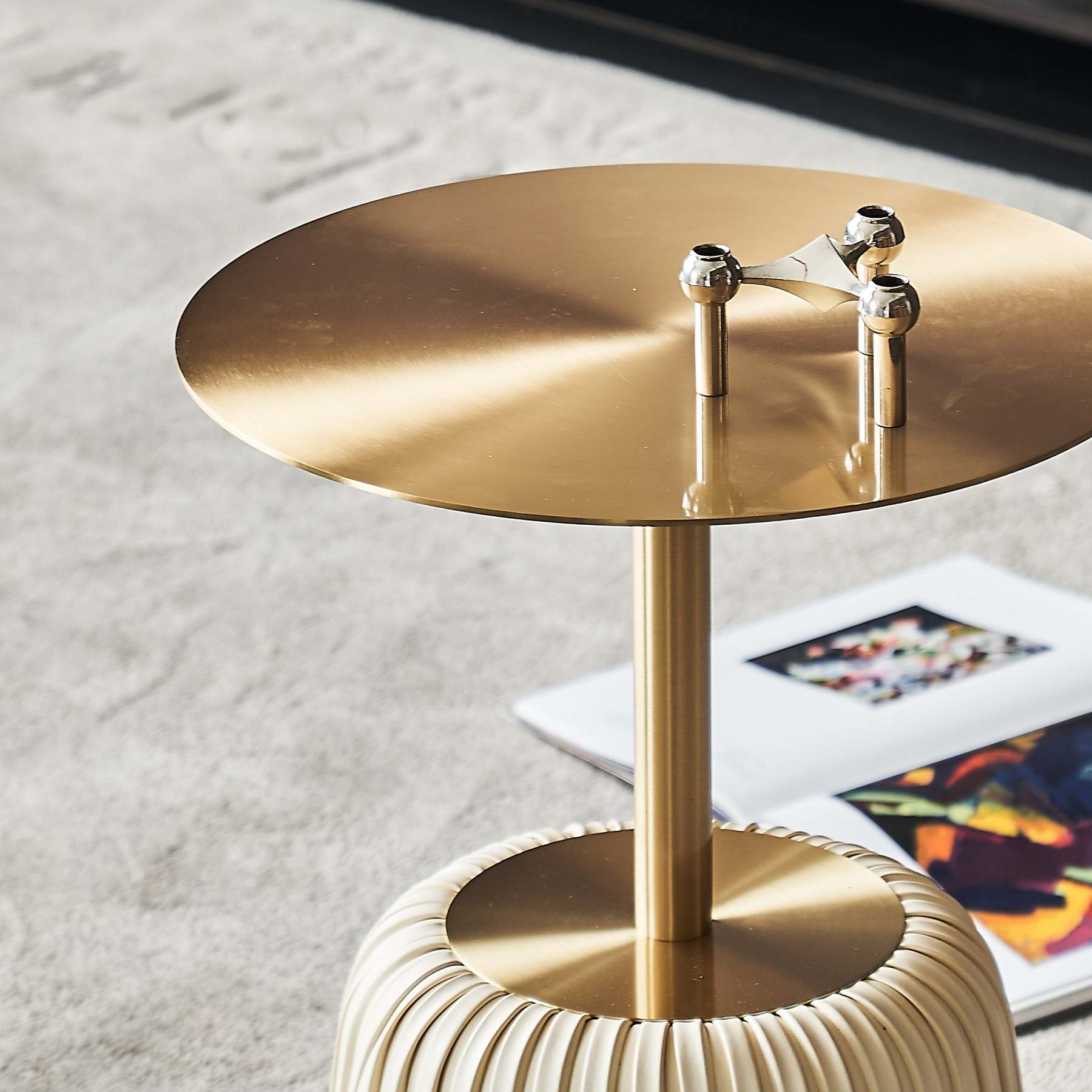 Modern Luxury Stainless Steel Column End Table
