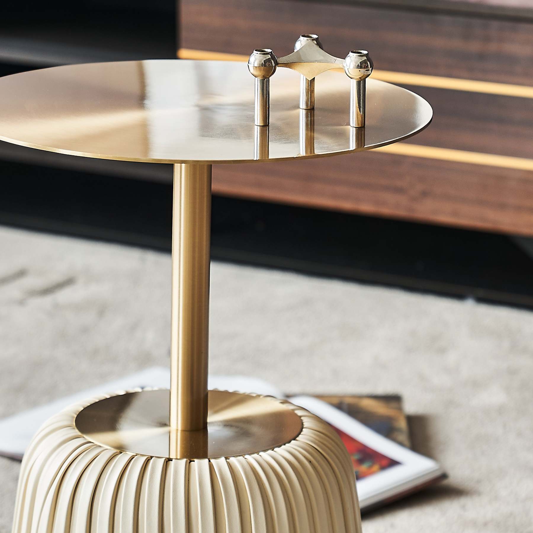 Modern Luxury Stainless Steel Column End Table