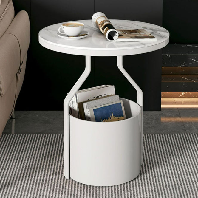 Modern Rock Panel Tempered Glass End Table