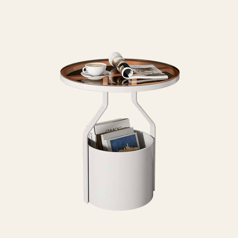 Modern Rock Panel Tempered Glass End Table