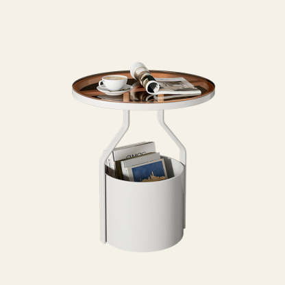 Modern Rock Panel Tempered Glass End Table