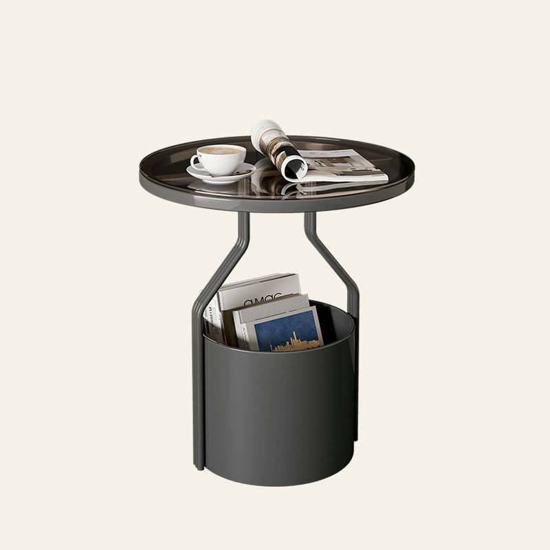 Black glass metal stone tempered rock end & side tables - luxury