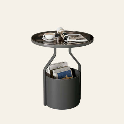 Modern Rock Panel Tempered Glass End Table