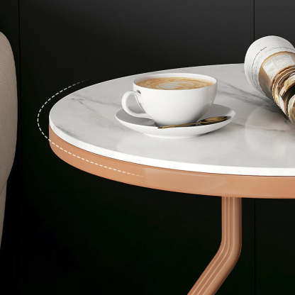 Modern Rock Panel Tempered Glass End Table — Orange + Rock Panel