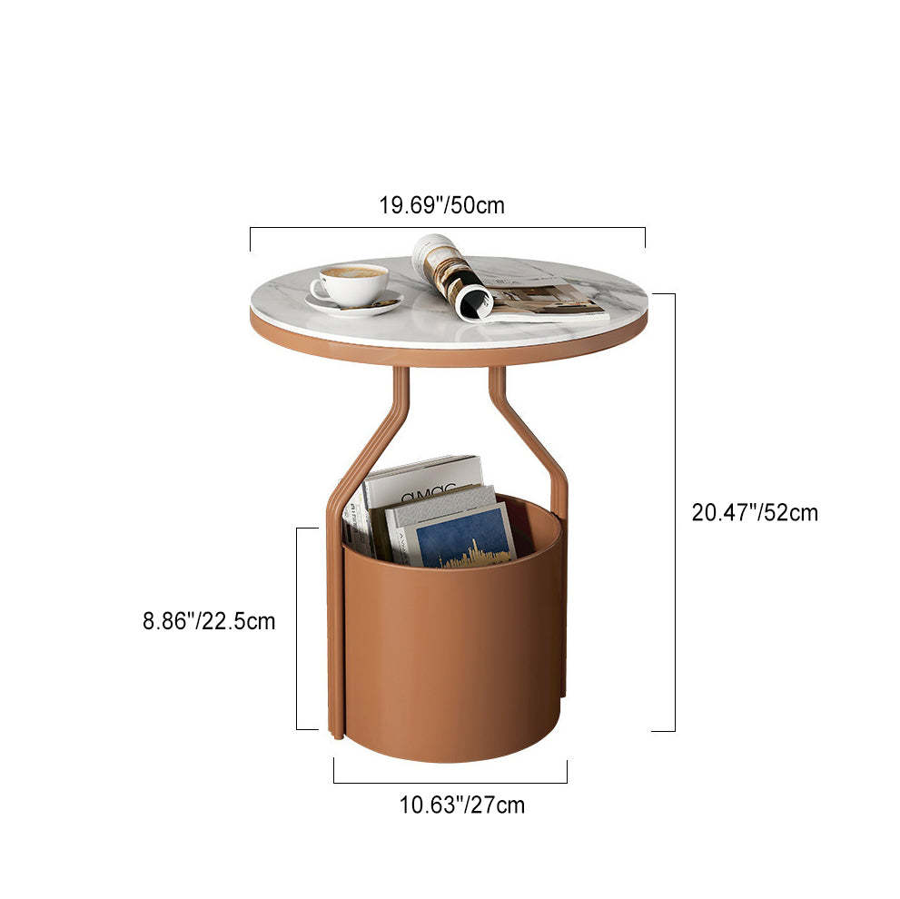 Modern Rock Panel Tempered Glass End Table — White + Rock Panel