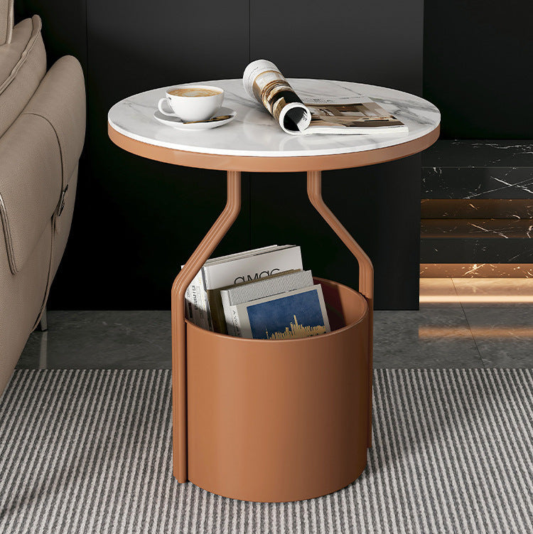 Modern Rock Panel Tempered Glass End Table — Black + Rock Panel
