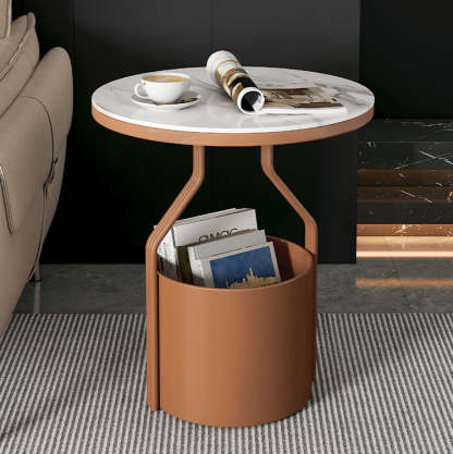 Modern Rock Panel Tempered Glass End Table — Black + Rock Panel