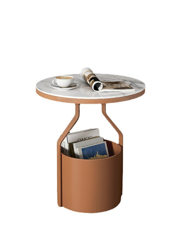 Modern Rock Panel Tempered Glass End Table