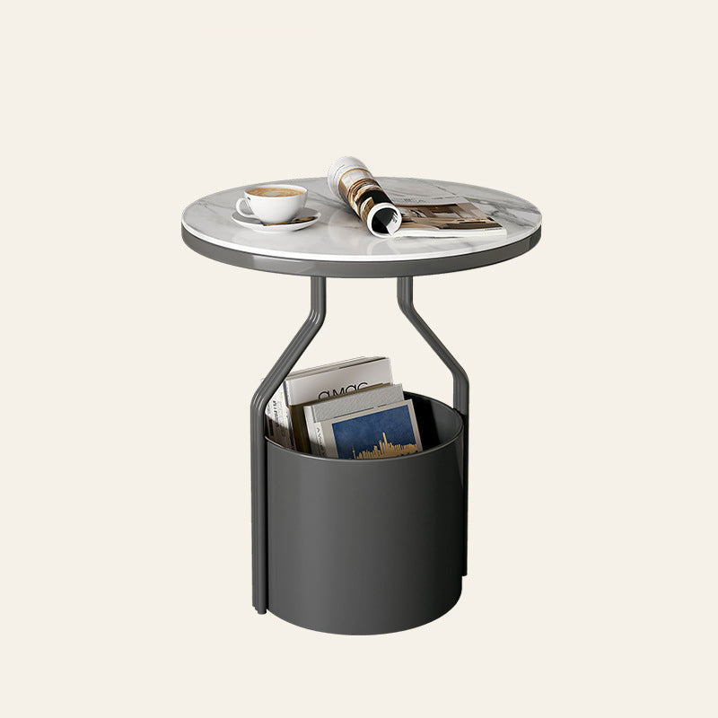 Modern Rock Panel Tempered Glass End Table
