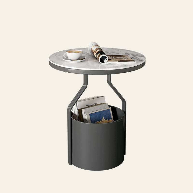 Modern Rock Panel Tempered Glass End Table